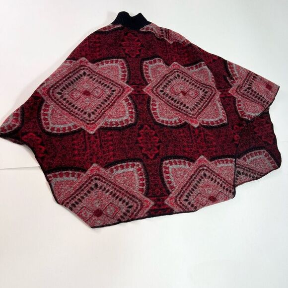 Sahalie Sweater Womens Large Multicolor Front Zip Poncho Wool Blend Shawl Top - Picture 6 of 9